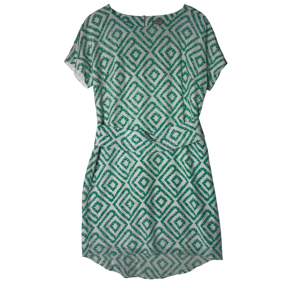 Ellie Kai Womens Size 6‎ Silk Geometric Print Green Dress Career Office